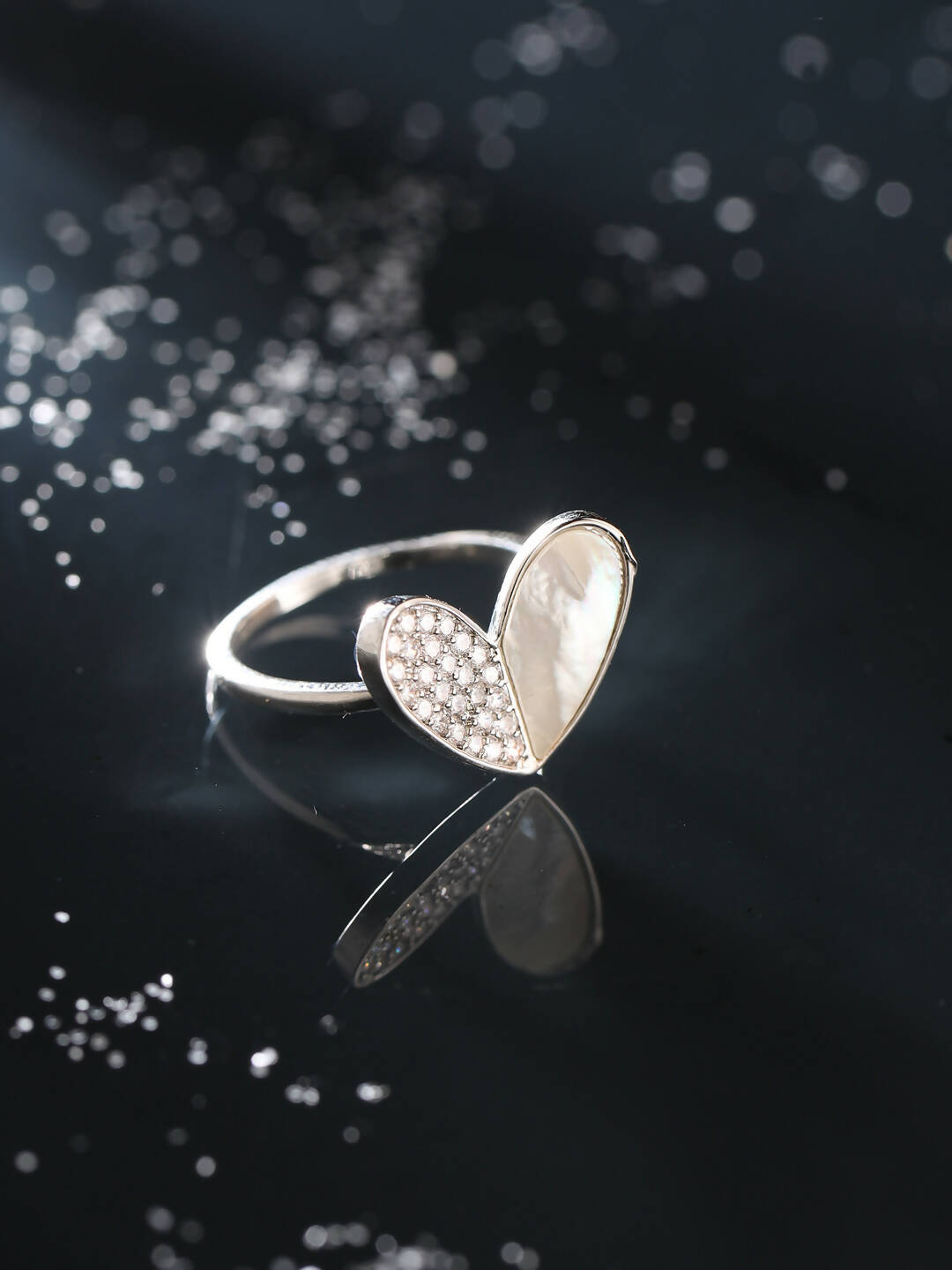 NVR Women's Stylish Latest Silver Plated Ring With Ad Stones