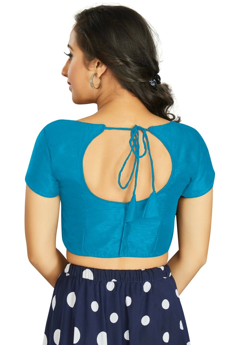 Aastha Fashion Women's Firozi Art Silk Designer Festive Wear Readymade Blouse