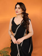 Designer Partywear Black Georgette Fancy Saree - Durga