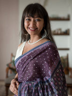 Suta Purple Polka Dots Pure Cotton Saree - Distacart