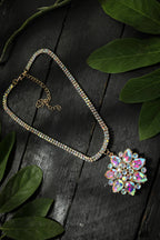 Mominos Fashion Johar Kamal Statement Gold-Plated Finish AD Stone Long Necklace For Women (White) - Distacart