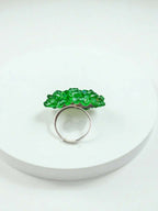 Inhanns Rang-E-Roshan Adjustable Ring – Handmade Crystal Statement Ring - Light Green