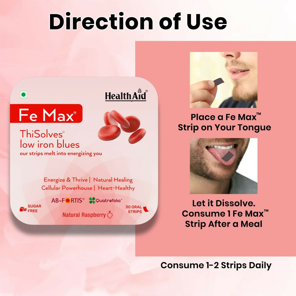 HealthAid Fe Max ThiSolves Oral Strips - Distacart