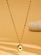 Antique Finish Crystal Necklace - Ruby Raang
