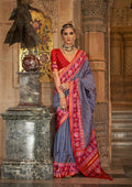 Navy Blue Banarasi Weaving, Ultra Aqua Finish, Zari Work Banarasi Silk Saree - Rath Kunti