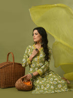 Myshka Women's Multi Printed Cotton Straight Party Kurta Set With Dupatta