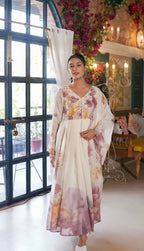 Teeya Creation Multi Color Organza Silk Printed Party Wear Gown - Distacart
