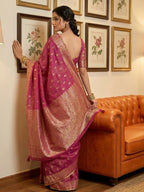 Shree Shyam Fashion Wine Tissue Silk Saree - Distacart