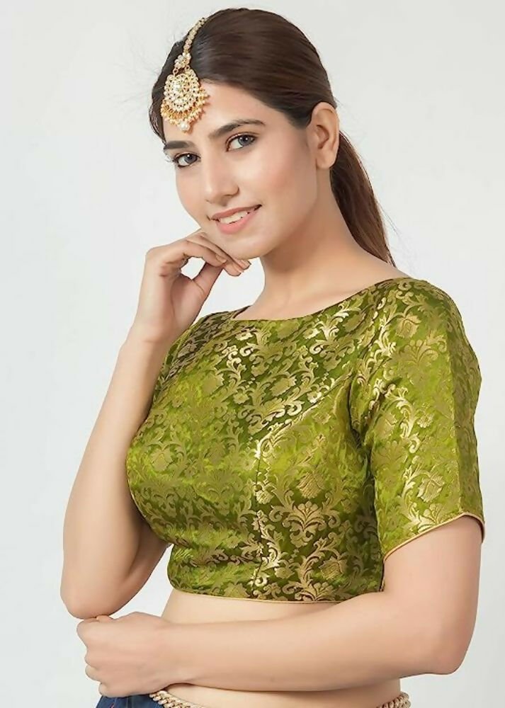 Amodini Designer Studio Women's Banarsi Brocade Heena Green Blouse