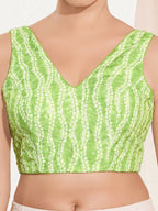 Joban Fashion Pista Green Viscose Rayon Padded Blouse With V Neck Sleeveless - Distacart