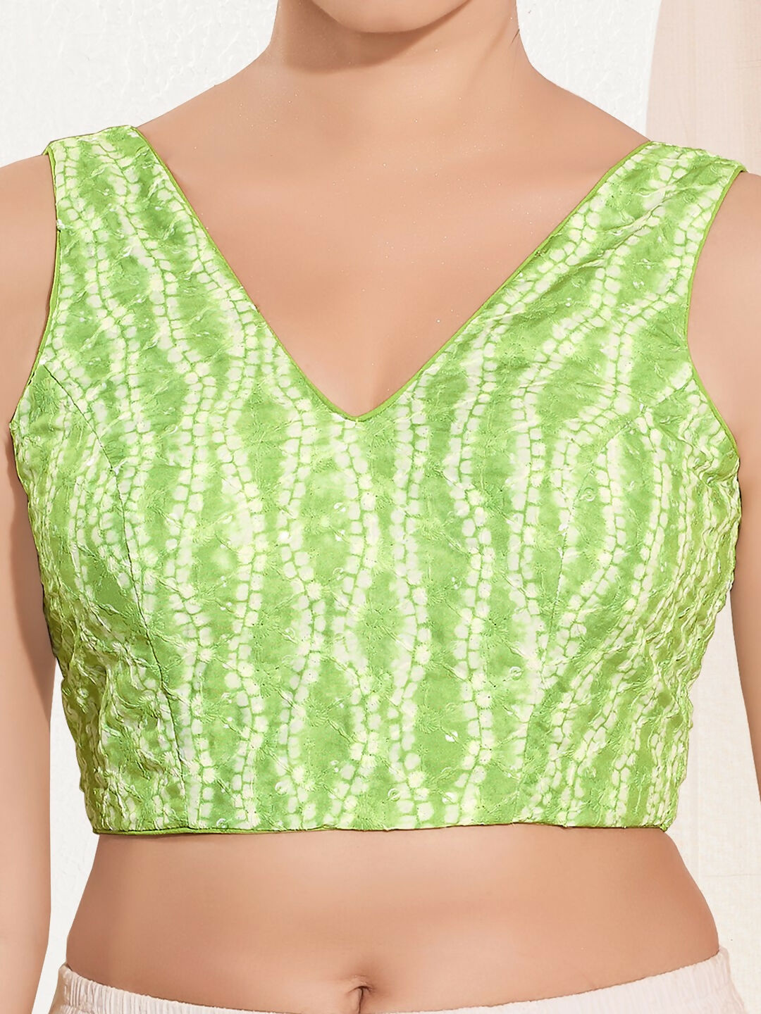 Joban Fashion Pista Green Viscose Rayon Padded Blouse With V Neck Sleeveless - Distacart