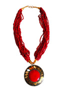 Inhanns Everyday Statement Beaded Pendant Necklace - Red