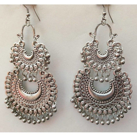 MS Fashion India Fancy Silver Party Wear Tassel Beautiful Drops Earrings