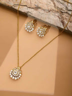 Kundan Antique Finish Earrings and Necklace set - Ruby Raang