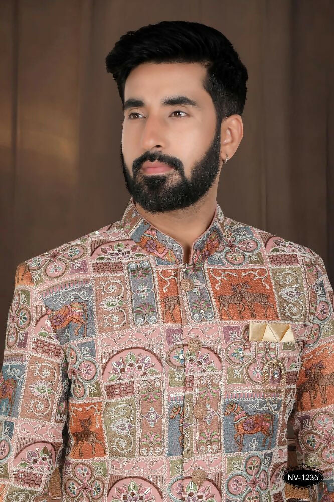 Joban Fashion Men's Base Pink(Multi Colours) Georgette Kurta with Pyjama