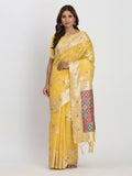Shree Shyam Fashion Linen Cotton Yellow Saree - Distacart