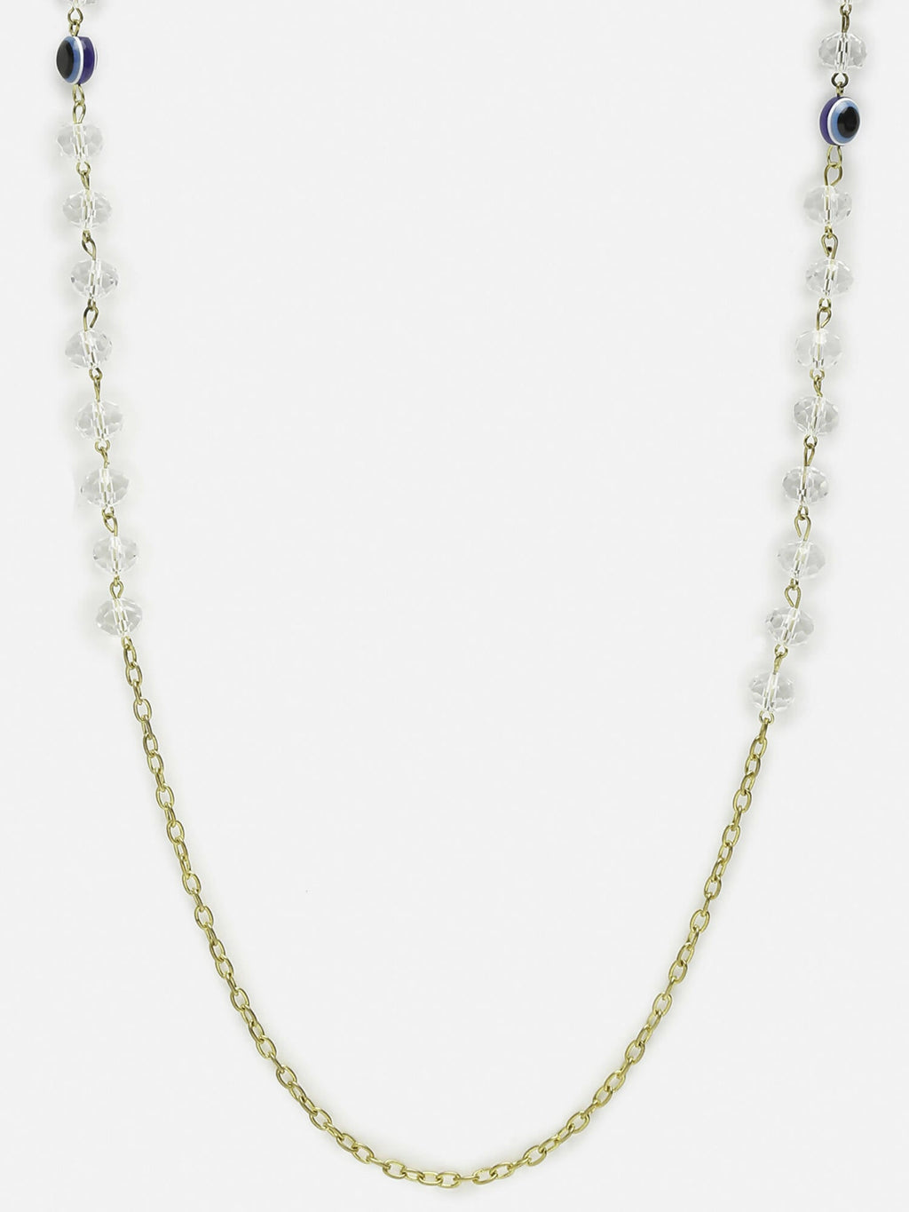 Unisex Gold-Toned Blue Evil Eye Beaded Mask Chain - Ruby Raang - Distacart