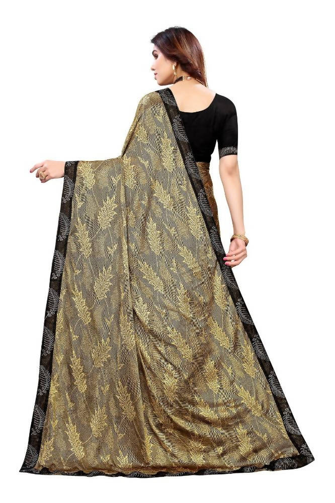 Vamika Golden Malai Silk Embroidery Saree