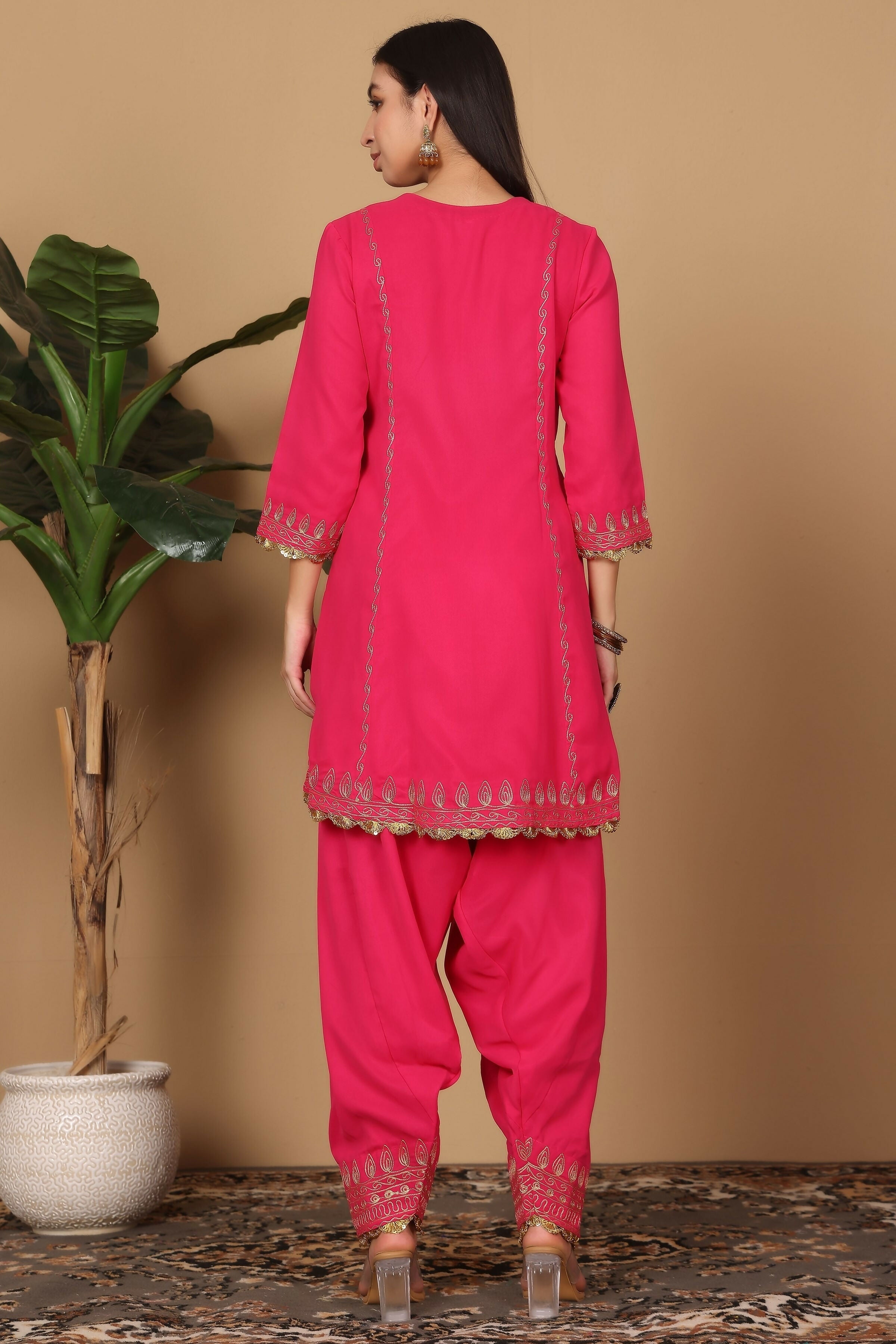 Joban Fashion Pink Georgette Kurta Set - Distacart