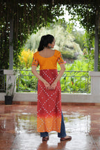 Prazu Fashion Red Rayon Printed With Kutchi Gamthi Work Navaratri Kurti - Distacart