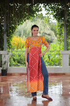 Prazu Fashion Red Rayon Printed With Kutchi Gamthi Work Navaratri Kurti - Distacart