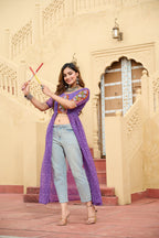 Prazu Fashion Violet Georgette Bandhani Print With Kutchi Patch work Navaratri Kurti - Distacart