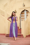 Prazu Fashion Violet Georgette Bandhani Print With Kutchi Patch work Navaratri Kurti - Distacart