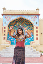 Prazu Fashion Black Rayon Printed With Kutchi Gamthi Work Navaratri Kurti - Distacart