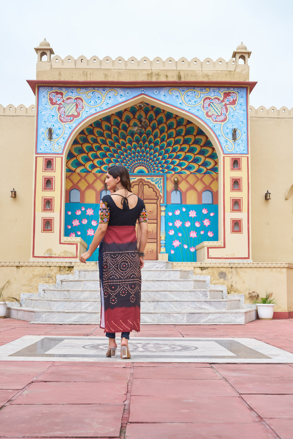 Prazu Fashion Black Rayon Printed With Kutchi Gamthi Work Navaratri Kurti - Distacart