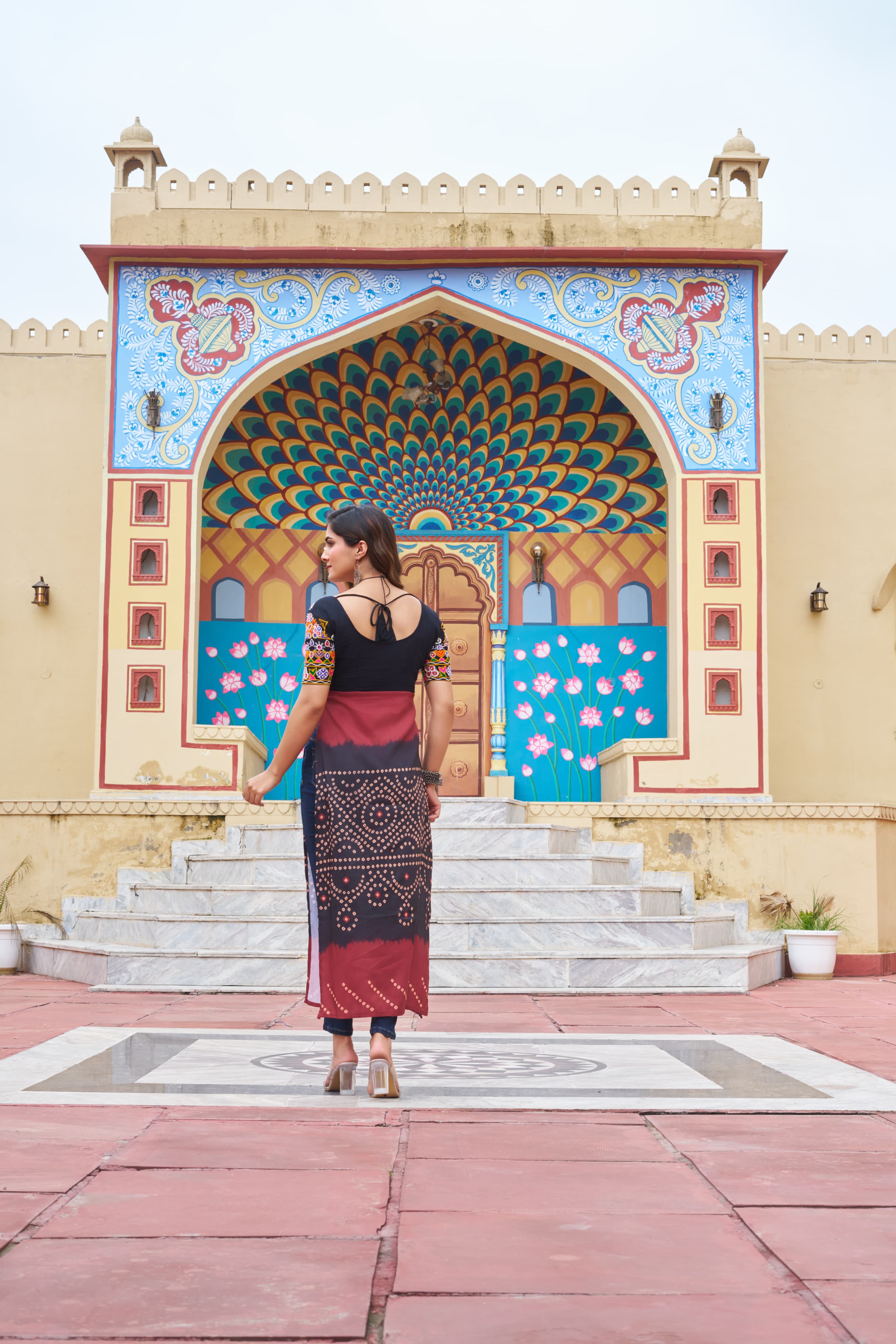 Prazu Fashion Black Rayon Printed With Kutchi Gamthi Work Navaratri Kurti - Distacart