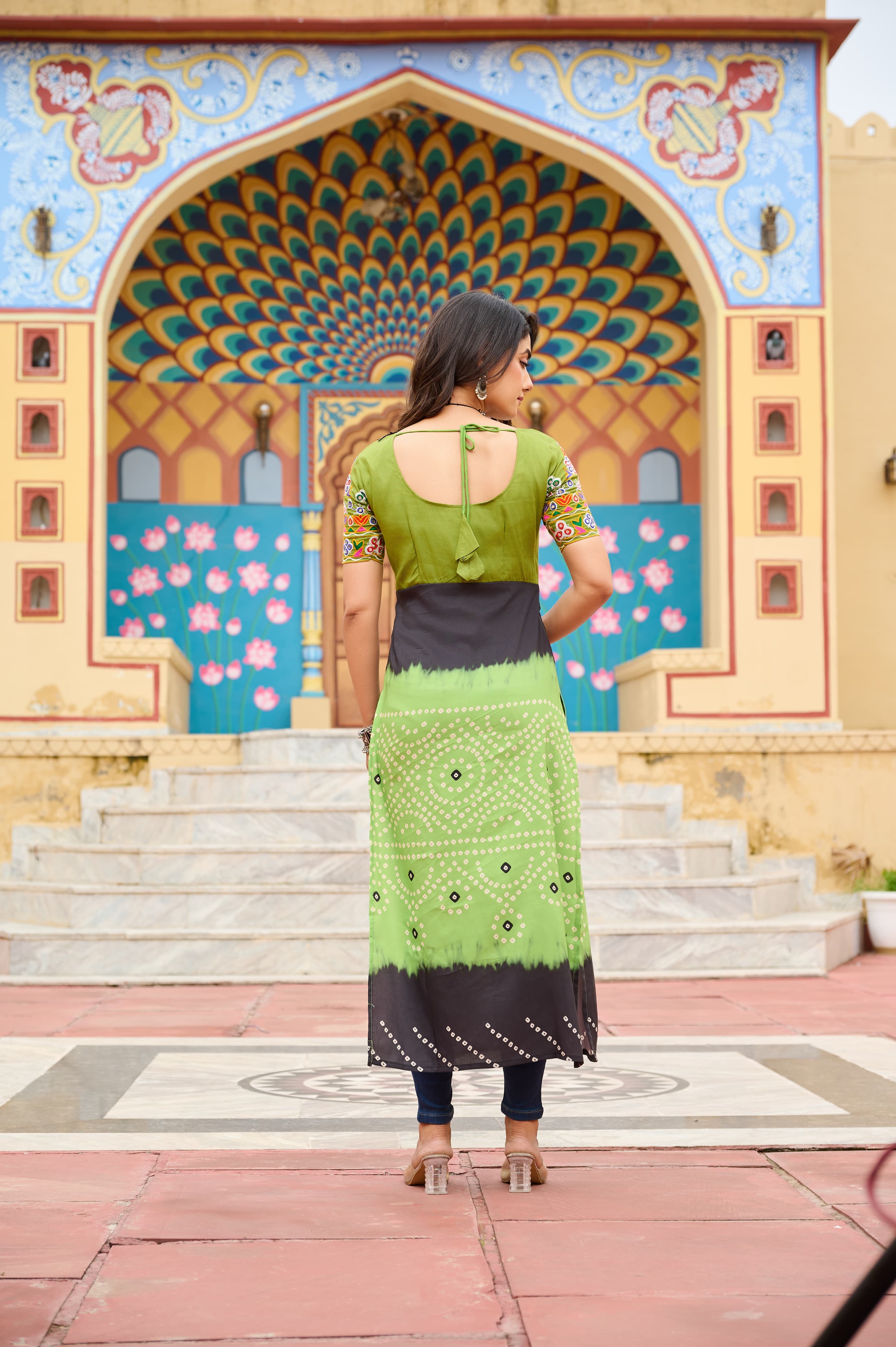 Prazu Fashion Light Green Rayon Printed With Kutchi Gamthi Work Navaratri Kurti - Distacart