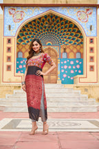 Prazu Fashion Maroon Rayon Printed With Kutchi Gamthi Work Navaratri Kurti - Distacart