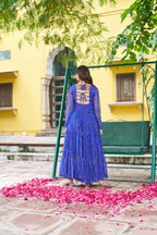 Prazu Fashion Blue Georgette Bandhani Print With Kutchi Patch work Navaratri Kurti - Distacart