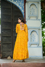 Prazu Fashion Yellow Georgette Bandhani Print With Kutchi Patch work Navaratri Kurti - Distacart