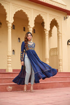 Prazu Fashion Blue Rayon With Kutchi Gamthi Work Navratri Kurti - Distacart