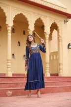 Prazu Fashion Blue Rayon With Kutchi Gamthi Work Navratri Kurti - Distacart