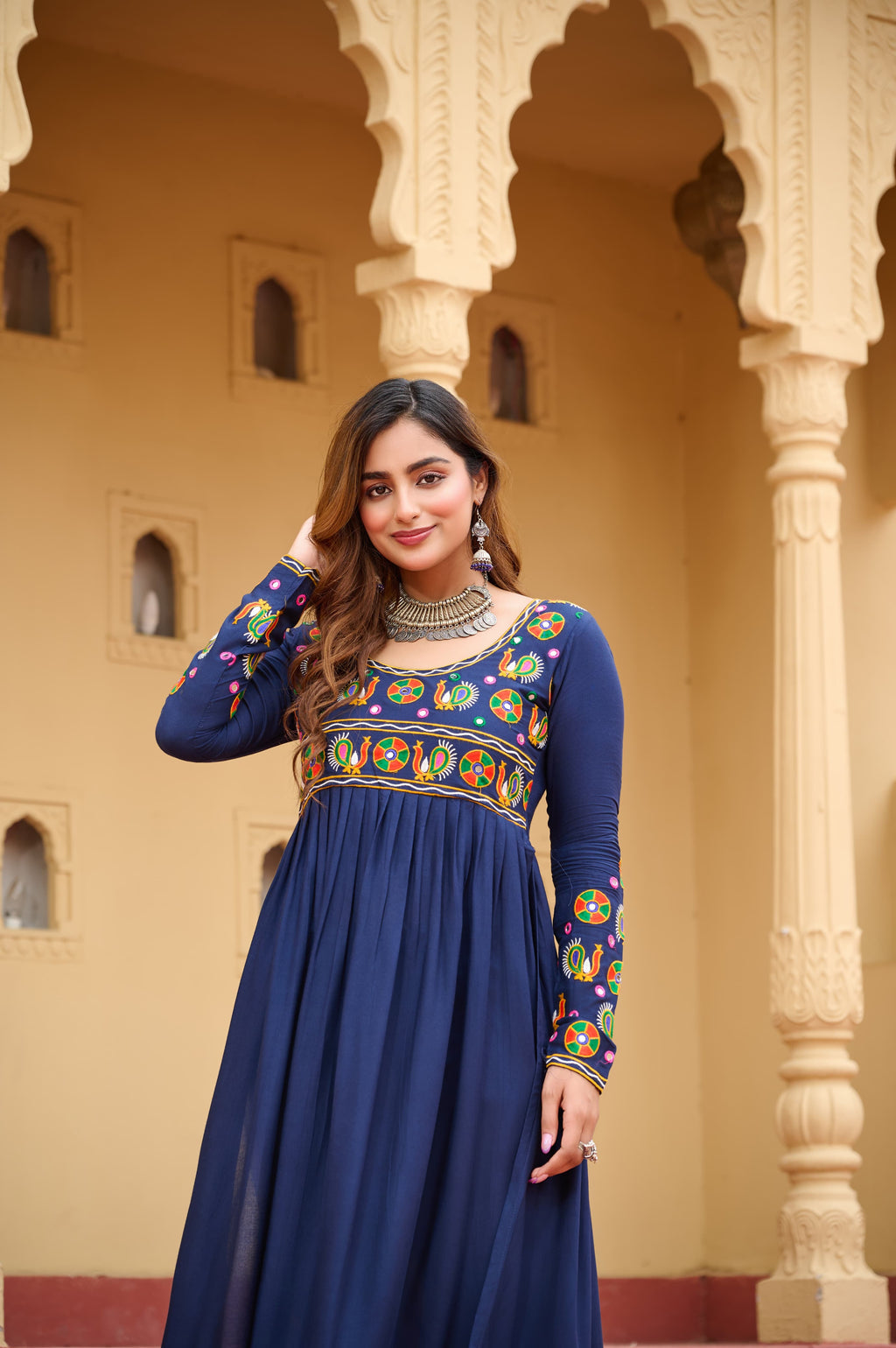Prazu Fashion Blue Rayon With Kutchi Gamthi Work Navratri Kurti - Distacart