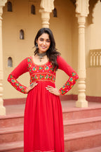 Prazu Fashion Red Rayon With Kutchi Gamthi Work Navratri Kurti - Distacart