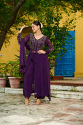 Prazu Fashion Wine Georgette Multithreaded Beads Embroidered Salwar Suit - Distacart