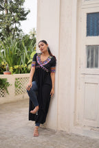 Prazu Fashion Black Rayon With Kutchi Gamthi Work Navratri Kurti - Distacart