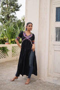 Prazu Fashion Black Rayon With Kutchi Gamthi Work Navratri Kurti - Distacart