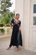 Prazu Fashion Black Rayon With Kutchi Gamthi Work Navratri Kurti - Distacart