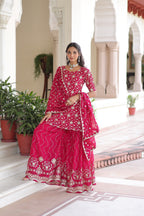 Prazu Fashion Pink Georgette With Rich Sequins Embroidered Work Sharara Suit - Distacart