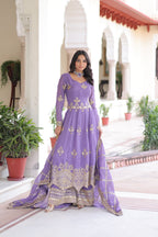 Prazu Fashion Lavender Silver Crunchy Rich Sequins Embroidered Palazzo Suit
