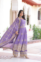 Prazu Fashion Lavender Silver Crunchy Rich Sequins Embroidered Palazzo Suit