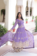 Prazu Fashion Lavender Silver Crunchy Rich Sequins Embroidered Palazzo Suit