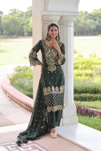 Prazu Fashion Dark Green Georgette Embroidered Designer Salwar Suit - Distacart