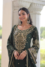 Prazu Fashion Dark Green Georgette Embroidered Designer Salwar Suit - Distacart
