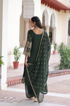 Prazu Fashion Dark Green Georgette Embroidered Designer Salwar Suit - Distacart