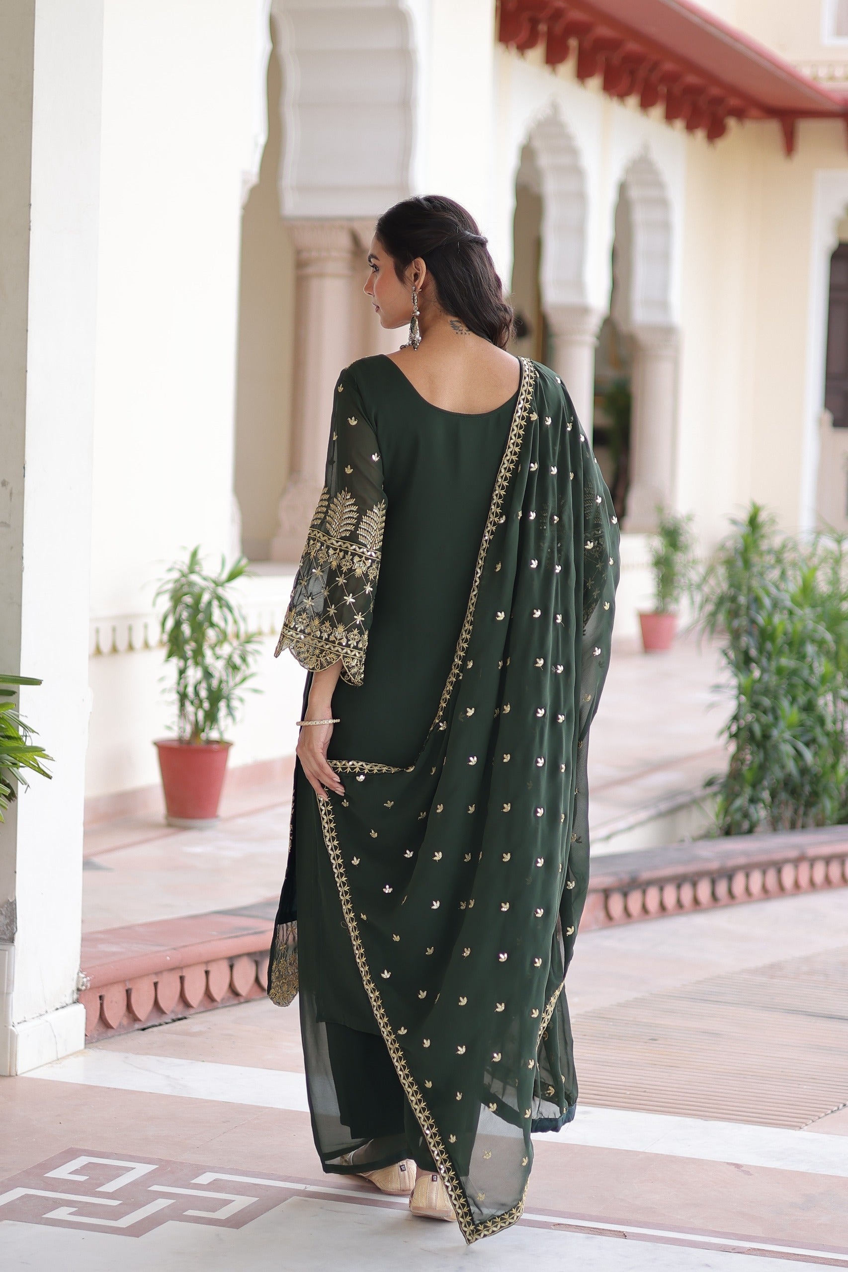 Prazu Fashion Dark Green Georgette Embroidered Designer Salwar Suit - Distacart